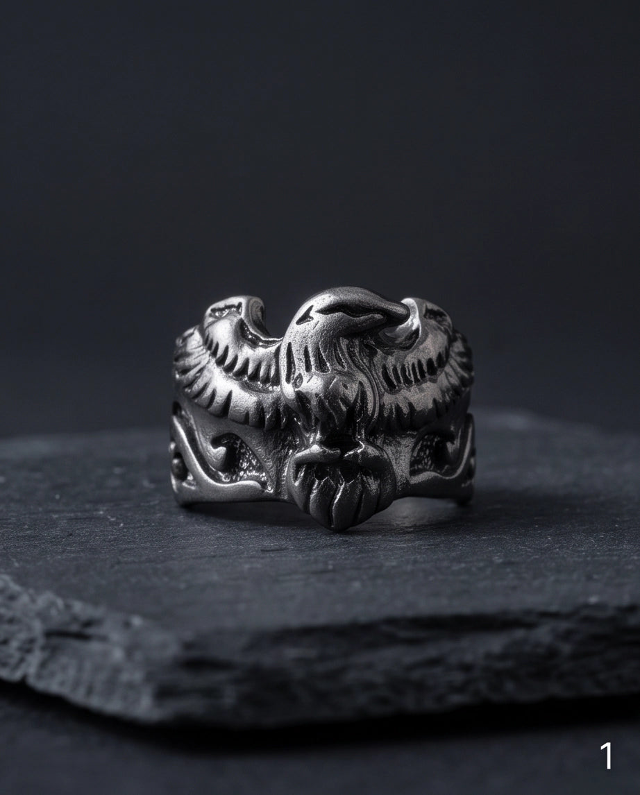 Majestic Winged Eagle Bas-Relief Silver Ring