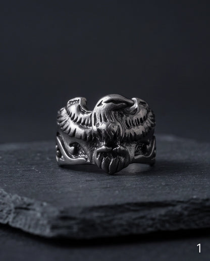 Majestic Winged Eagle Bas-Relief Silver Ring