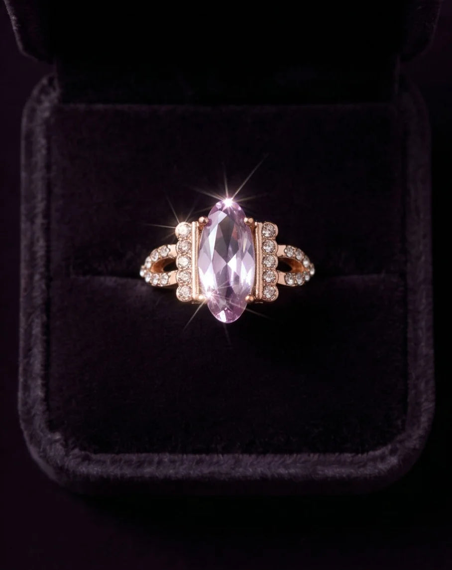 Rose Gold Marquise Pink Topaz Vintage Ring