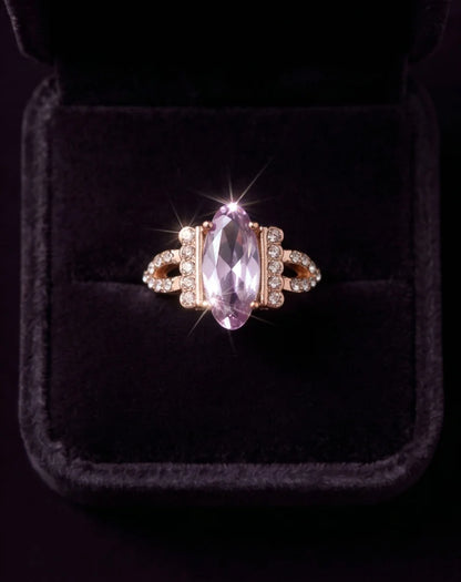 Rose Gold Marquise Pink Topaz Vintage Ring