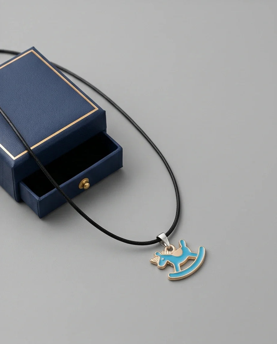 Gold and Turquoise Rocking Unicorn Necklace