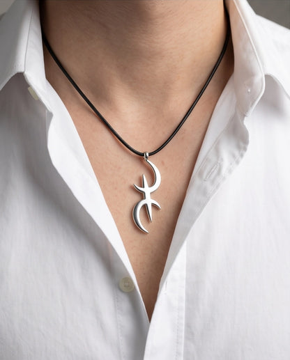 Silver Amazigh Yaz Symbol Cord Necklace