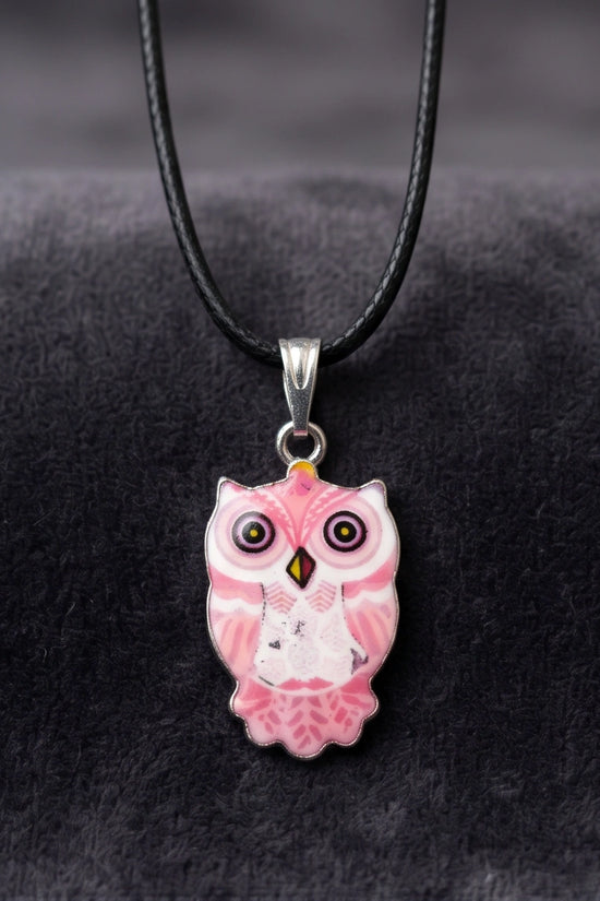 Elegant Soft Pink Owl Totem Pendant Necklace