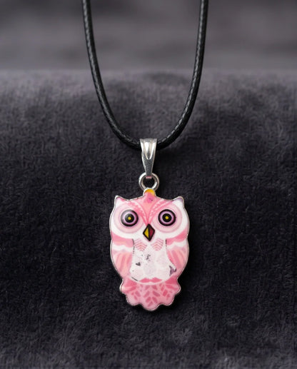 Elegant Soft Pink Owl Totem Pendant Necklace