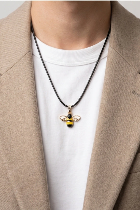 Golden Honeybee Pendant Necklace