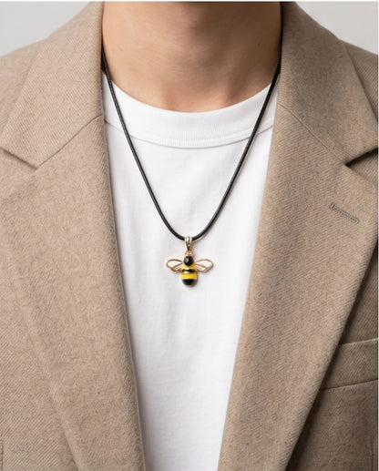 Golden Honeybee Pendant Necklace