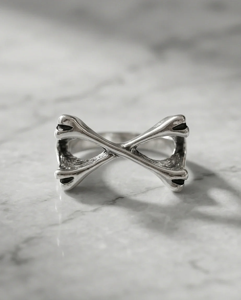 Gothic Sterling Silver Crossed Bones Ring