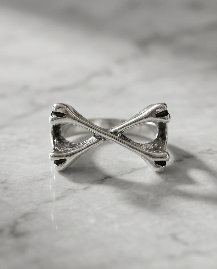 Gothic Sterling Silver Crossed Bones Ring