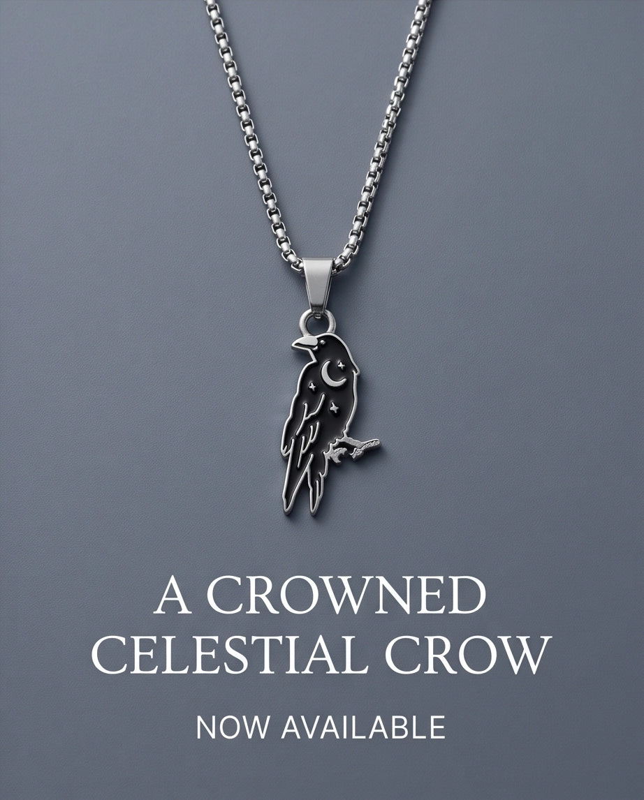 Silver Celestial Raven Pendant Necklace