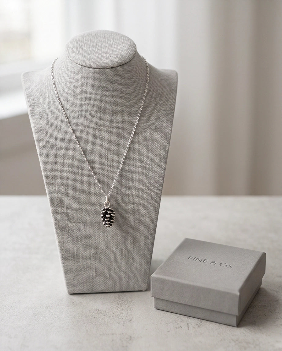 Antique Silver Pinecone Pendant Chain Necklace