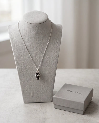 Antique Silver Pinecone Pendant Chain Necklace
