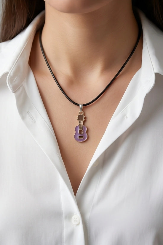 Gold and Purple Acoustic Guitar Necklace