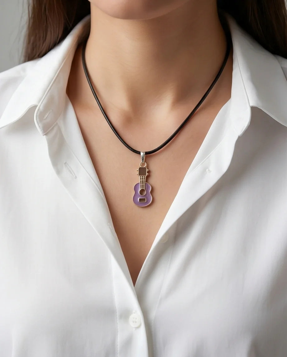 Gold and Purple Acoustic Guitar Necklace