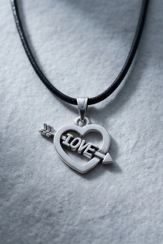The Pierced Heart: Minimalist "LOVE" Arrow Pendant Necklace