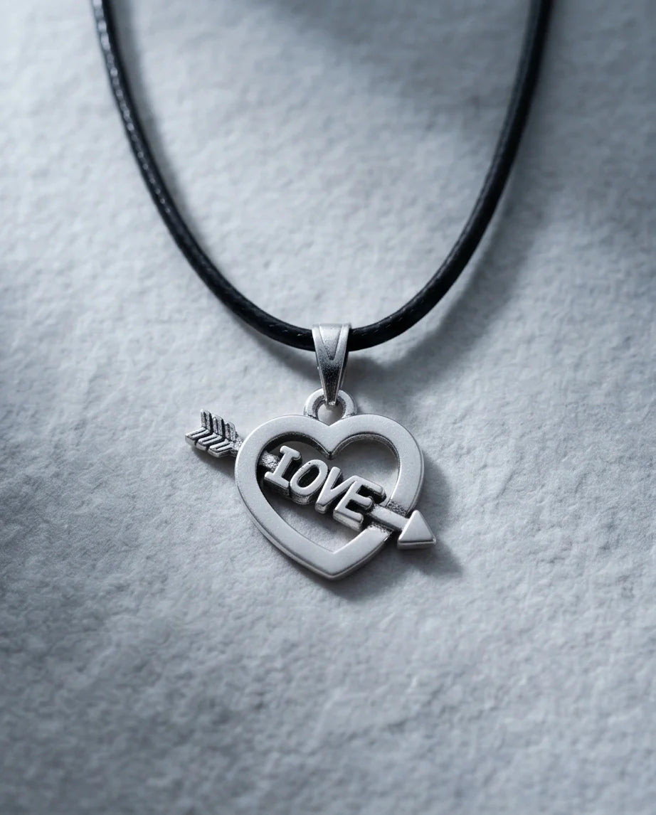 The Pierced Heart: Minimalist "LOVE" Arrow Pendant Necklace