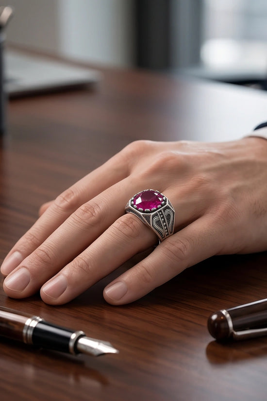 Crimson Shield Ruby Signet Ring
