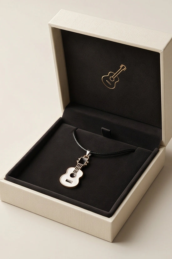 Gold and White Acoustic Guitar Necklace