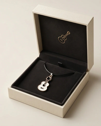 Gold and White Acoustic Guitar Necklace