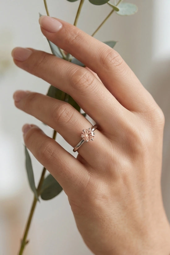 Sterling Silver Round-Cut Champagne Morganite Solitaire Ring