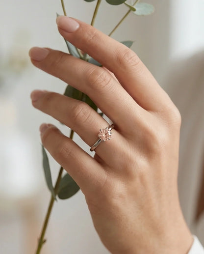 Sterling Silver Round-Cut Champagne Morganite Solitaire Ring