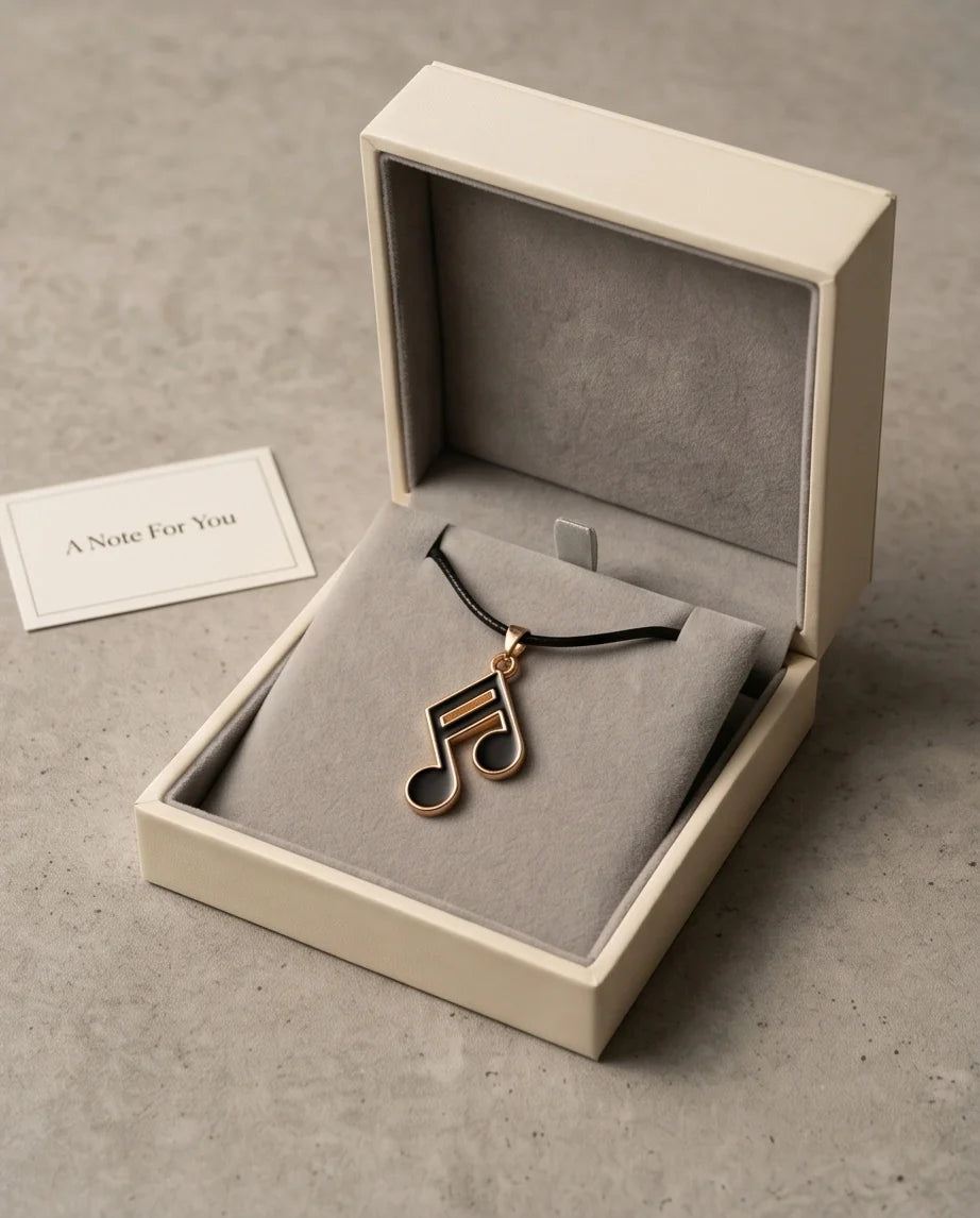 Gold and Black Sixteenth Note Necklace