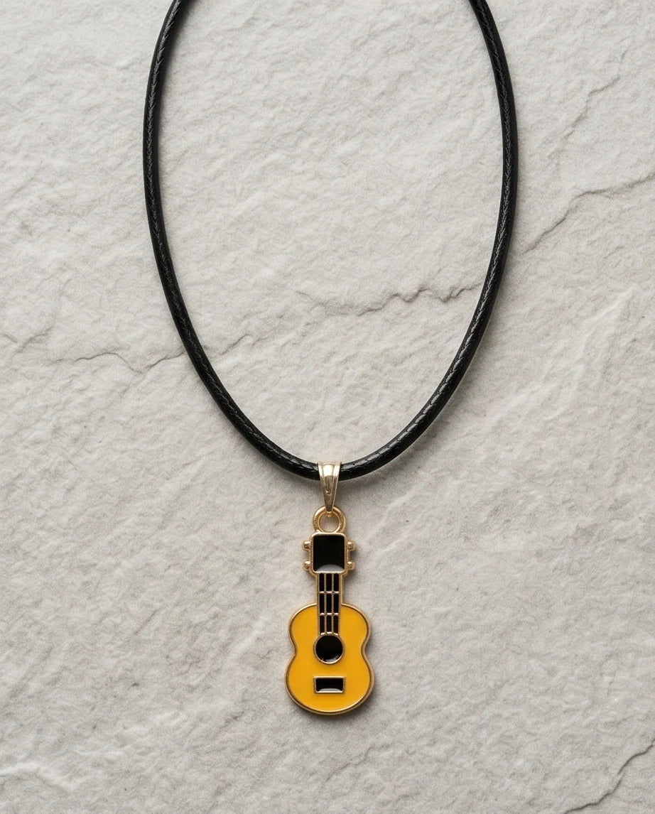 Gold and Yellow Acoustic Guitar Necklace