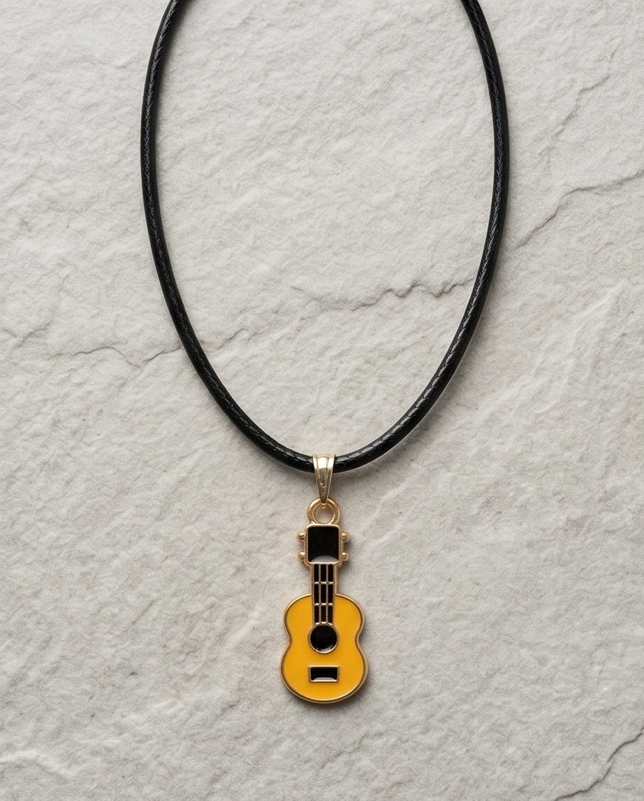 Gold and Yellow Acoustic Guitar Necklace