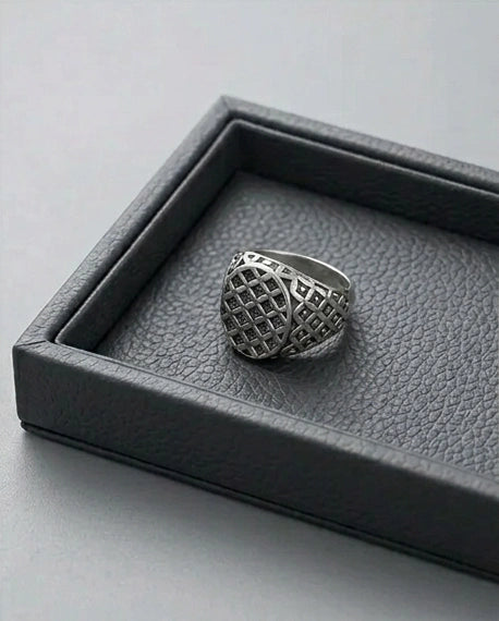 Vintage Sterling Silver Quadfoil Geometric Signet Ring