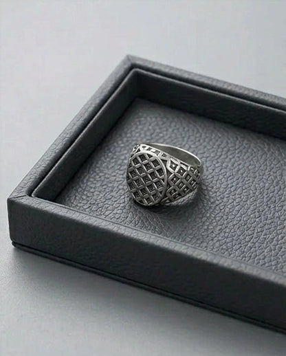 Vintage Sterling Silver Quadfoil Geometric Signet Ring