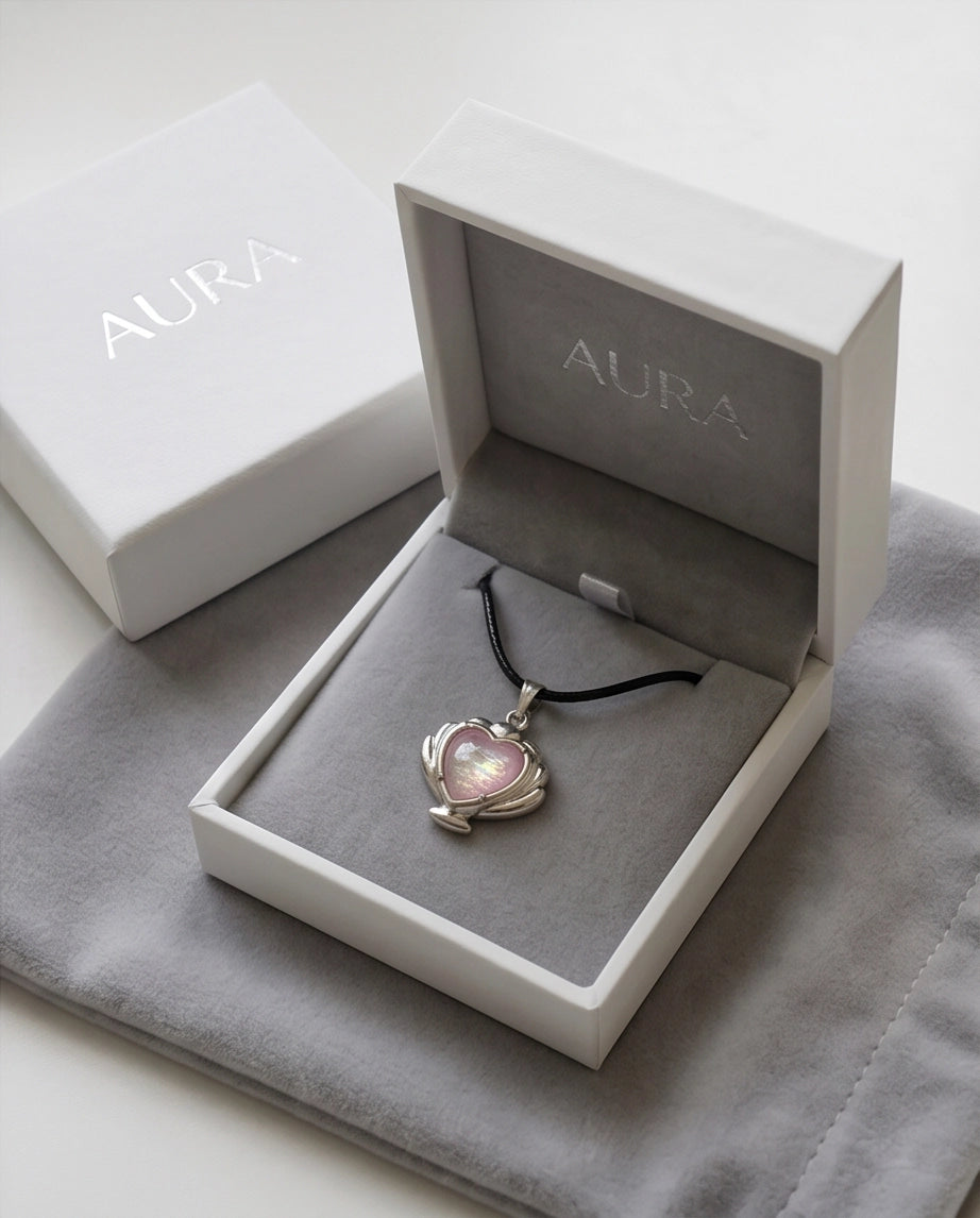 Iridescent Seashell Heart Pendant Necklace