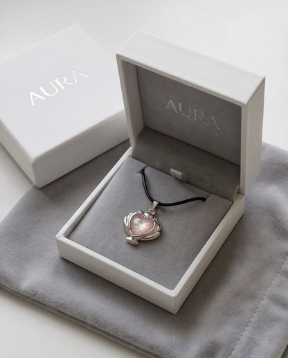 Iridescent Seashell Heart Pendant Necklace