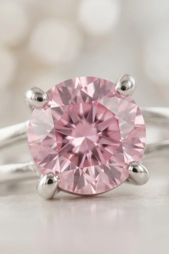 Sterling Silver Round-Cut Split Shank Pink Topaz Ring