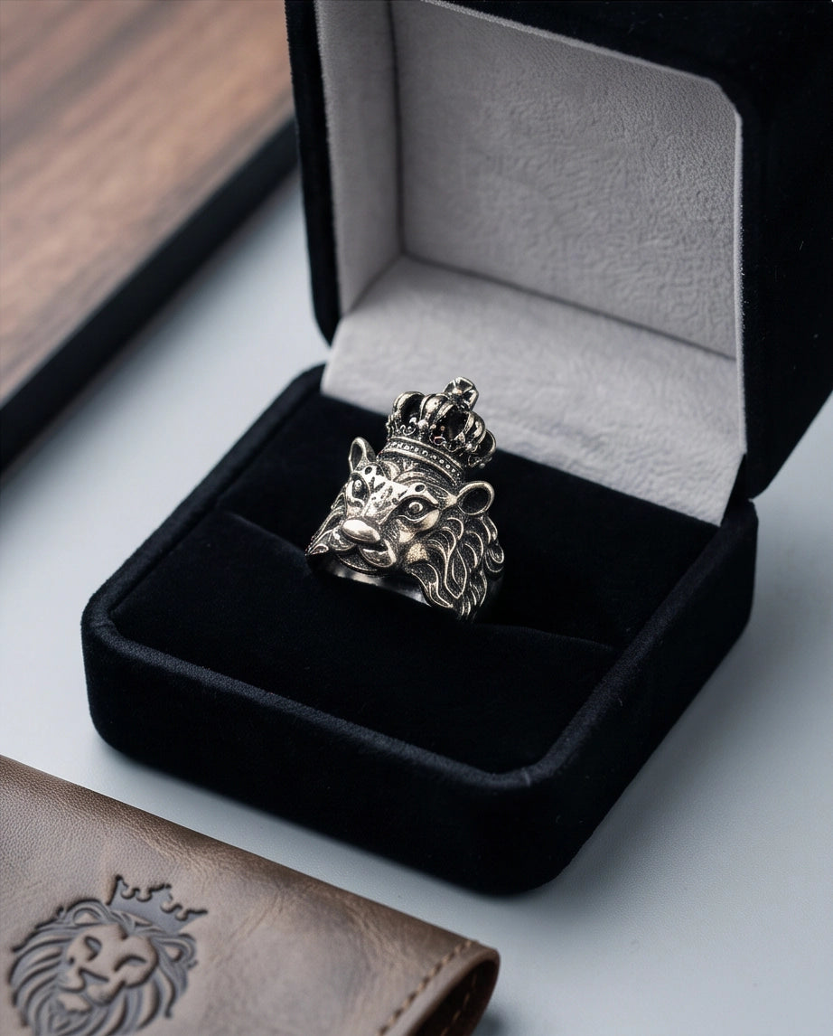 Crowned Royal Lion Sculpted Ring
