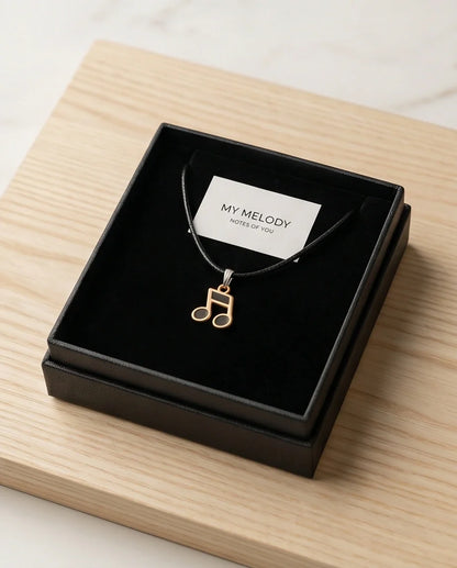 Gold and Black Beamed Eighth Notes Necklace