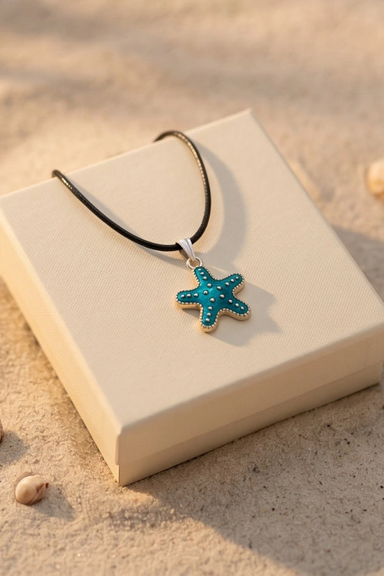Teal Coastal Starfish Pendant