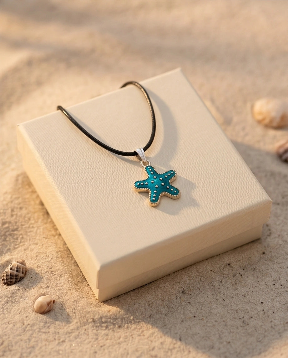 Teal Coastal Starfish Pendant