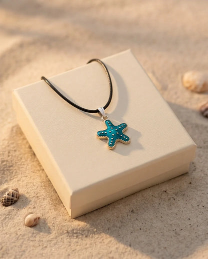 Teal Coastal Starfish Pendant
