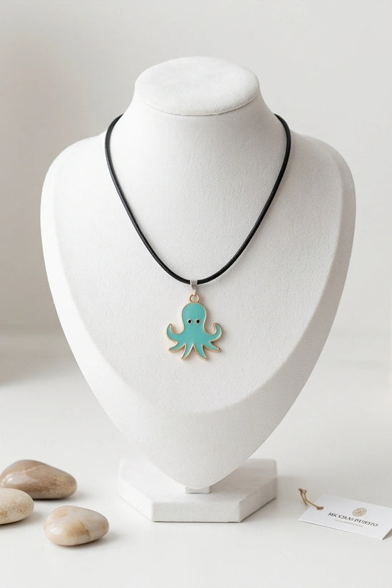 Gold and Turquoise Octopus Pendant Necklace
