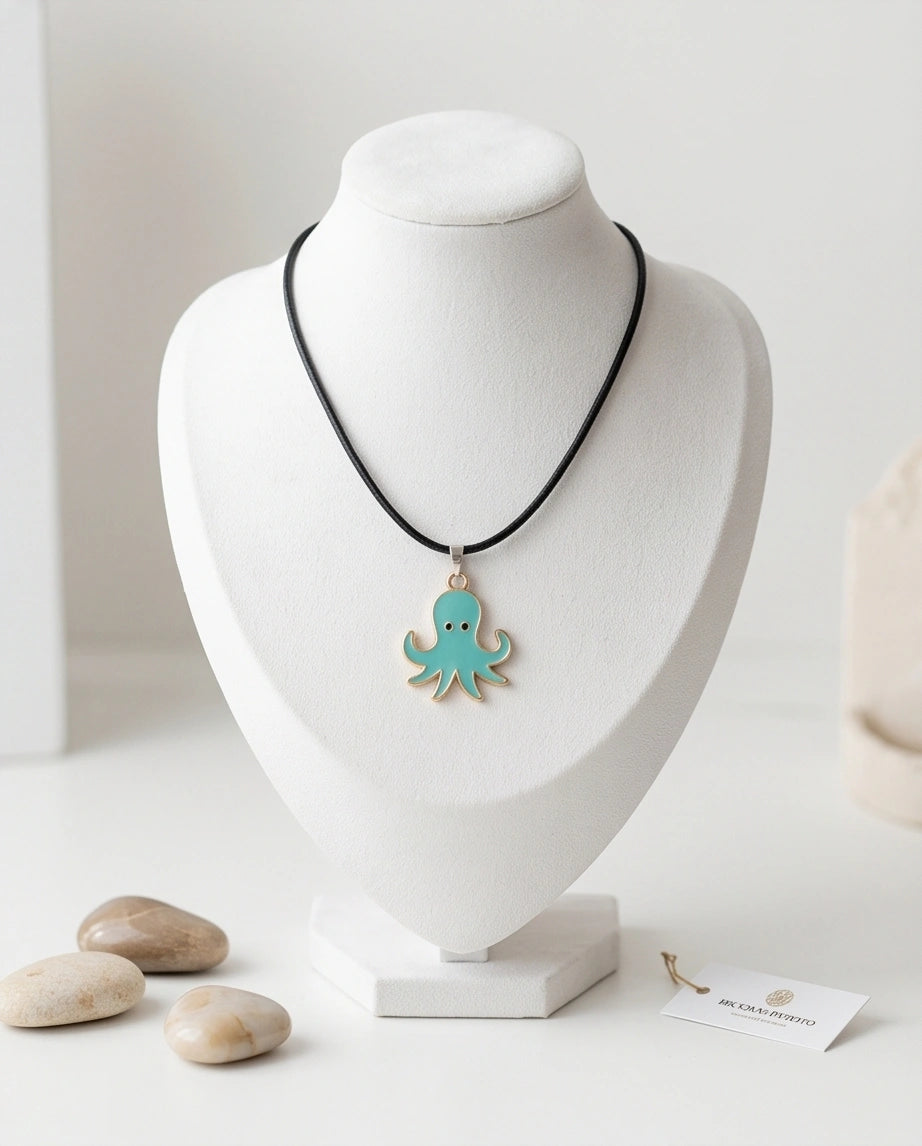 Gold and Turquoise Octopus Pendant Necklace