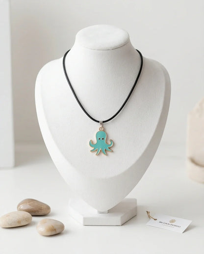 Gold and Turquoise Octopus Pendant Necklace