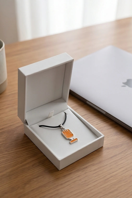 Silver Retro Orange Microphone Necklace
