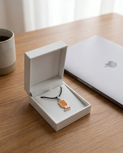 Silver Retro Orange Microphone Necklace
