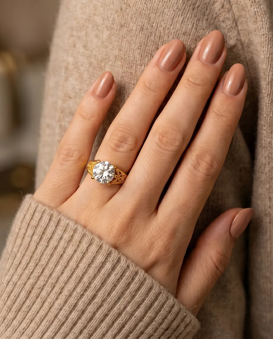 Golden Empress Moissanite Filigree Ring
