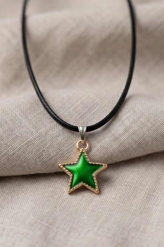 Gold and Green Star Pendant Necklace