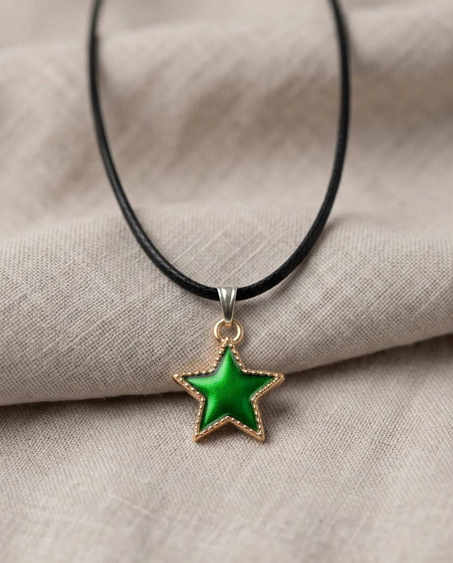 Gold and Green Star Pendant Necklace