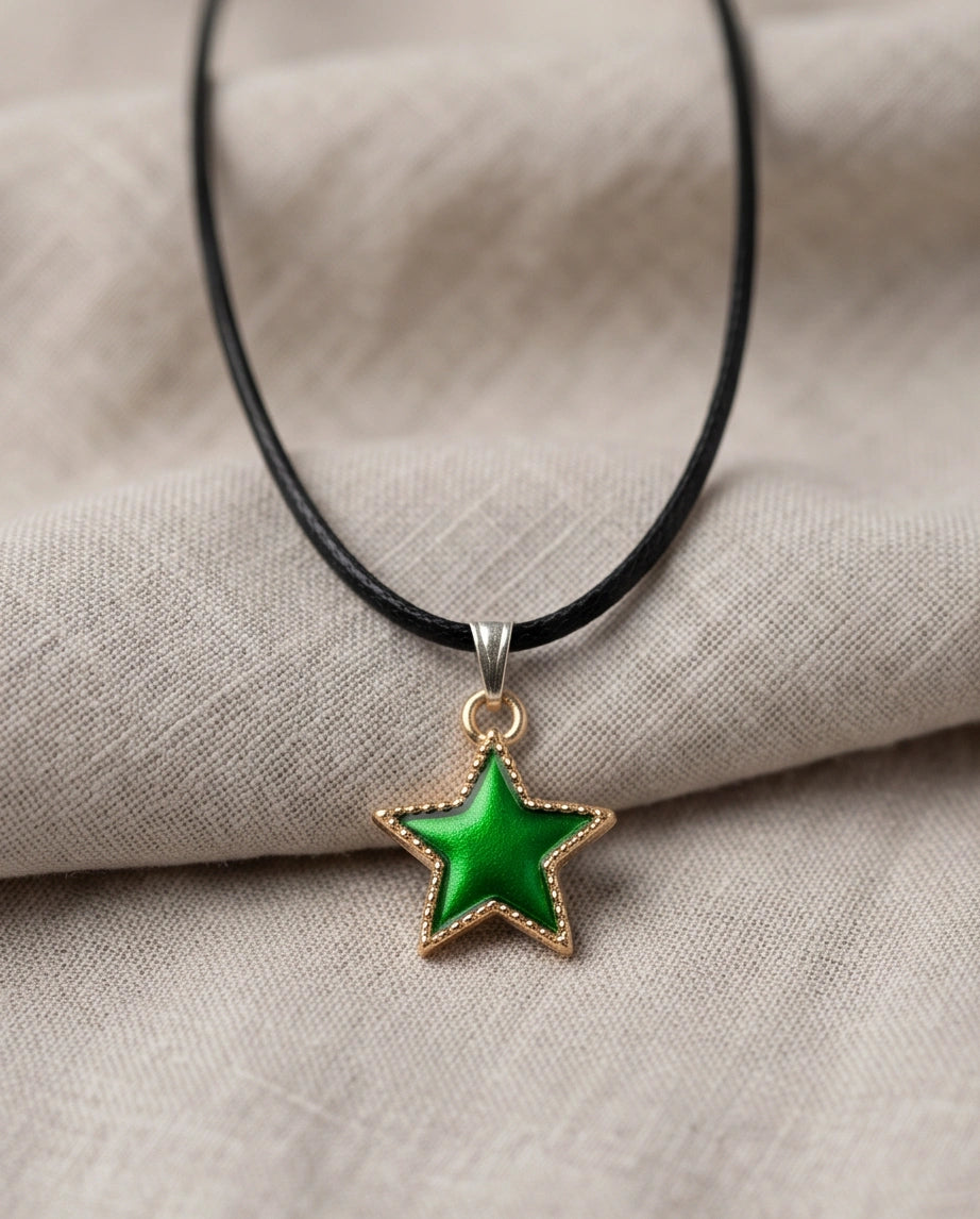 Gold and Green Star Pendant Necklace