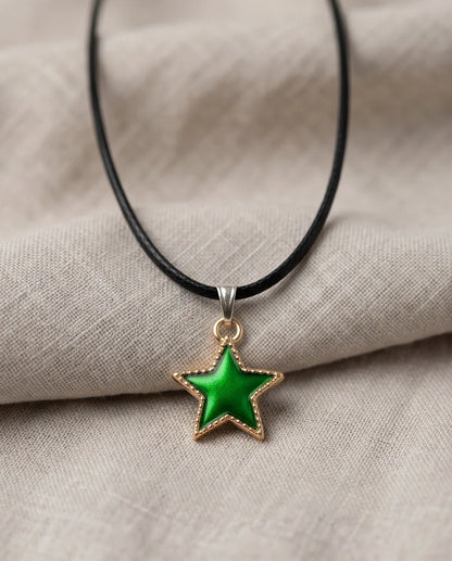 Gold and Green Star Pendant Necklace