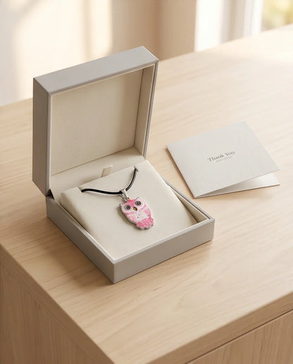 Elegant Soft Pink Owl Totem Pendant Necklace