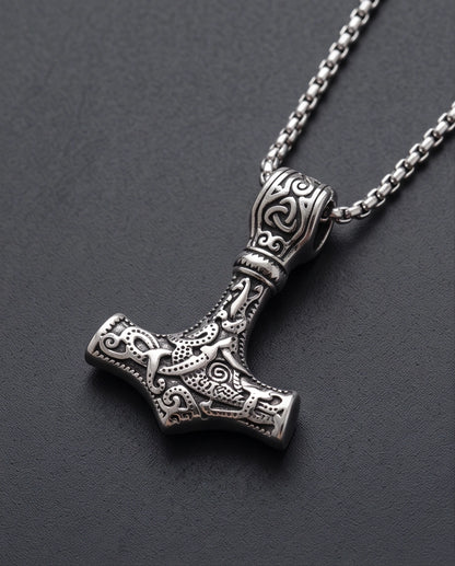 Silver Mjölnir Thor's Hammer Pendant Necklace