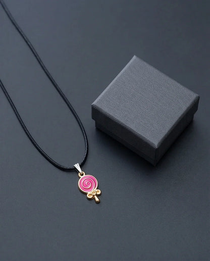 Gold and Pink Lollipop Pendant Necklace